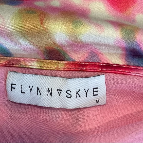 Flynne Skye Lynne Multicolor Colorful Kaleidescope Cowl Neck Mini Slip Dress M - Picture 4 of 6